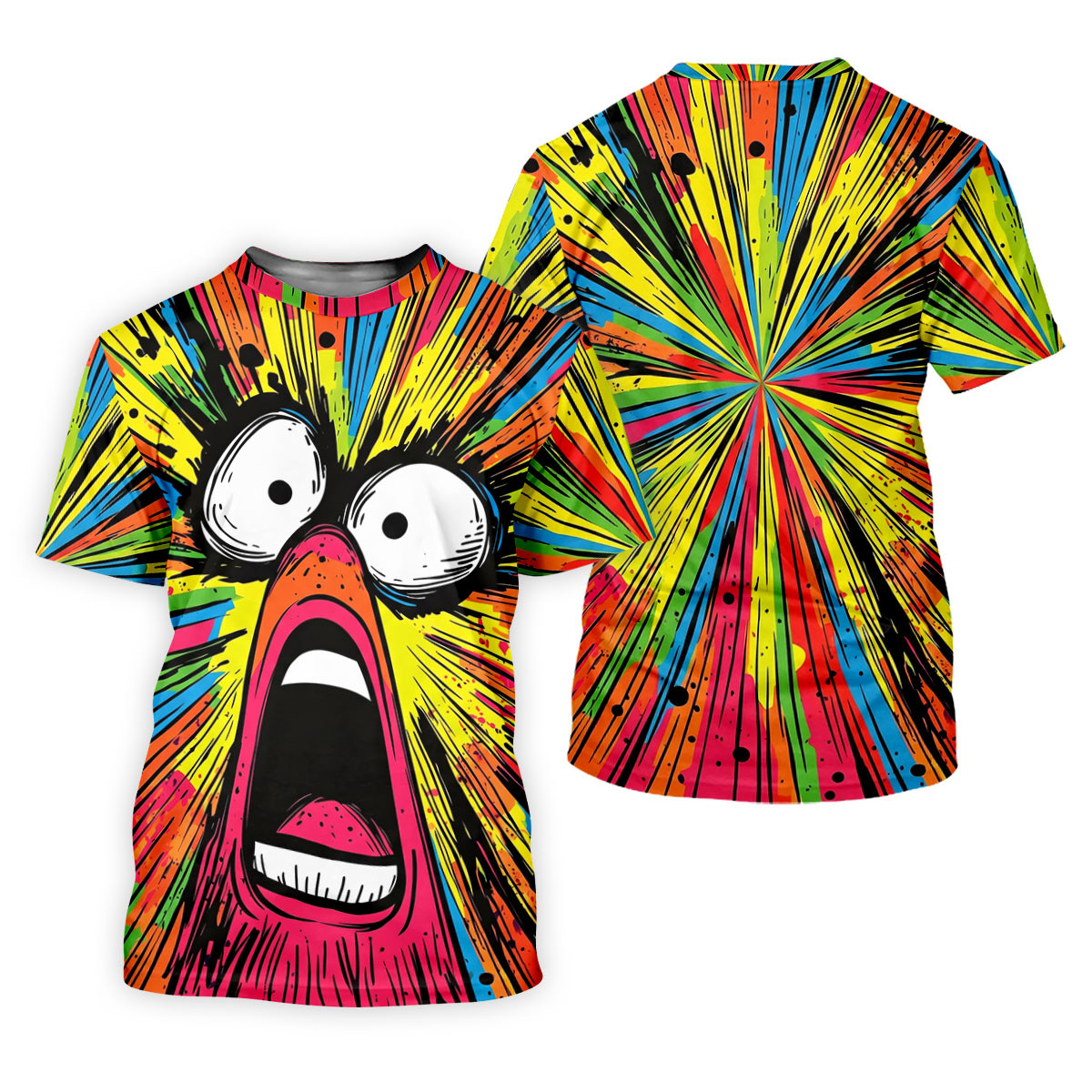 Screaming Face Colorful Retro Hawaiian Golf Shirt, Men's Funny Golf Shirts SH818