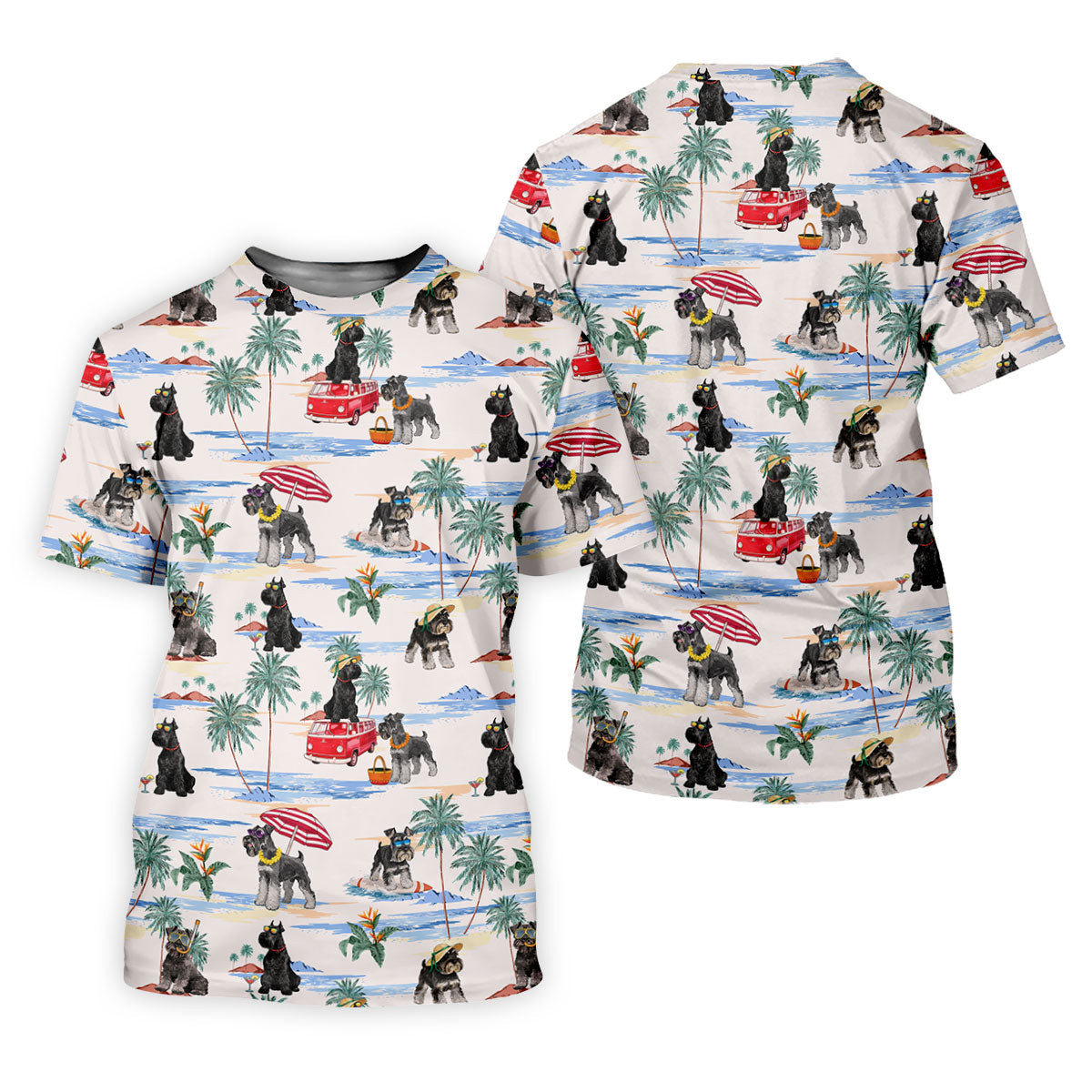 Schnauzer Beach Vacation Tropical Golf Polo Shirt, Golf Shirts For Women, Women's Golf Apparel SH818