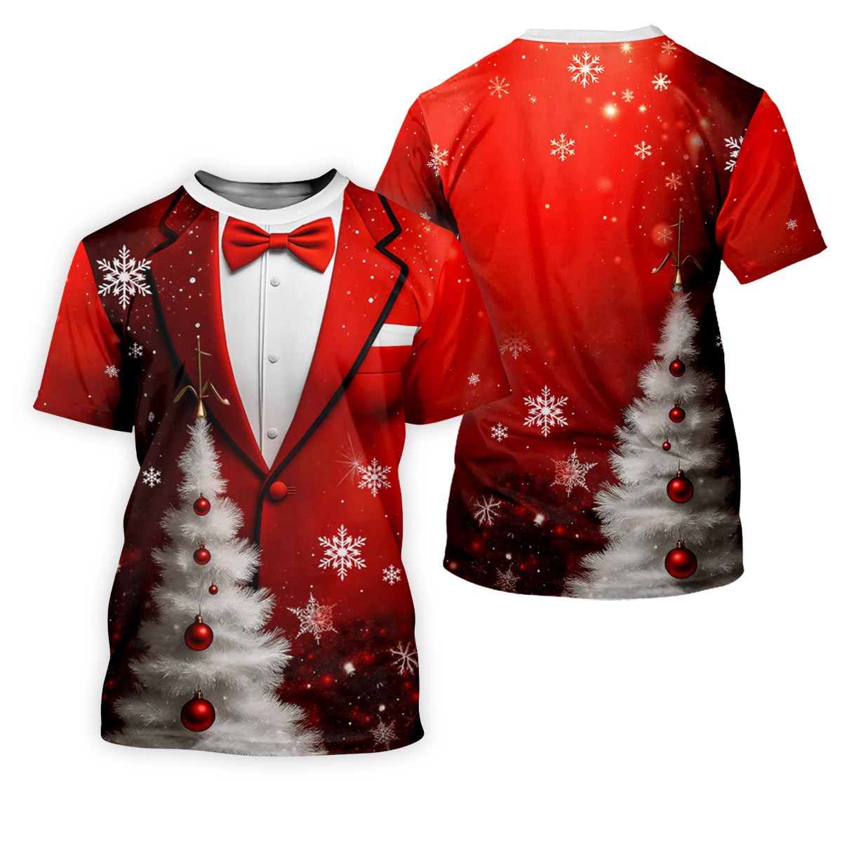 Snow Pine Tree Black And Red Christmas Men's Golf Polo Shirts, Christmas Golf Shirt, Golf Gift For Men SH818