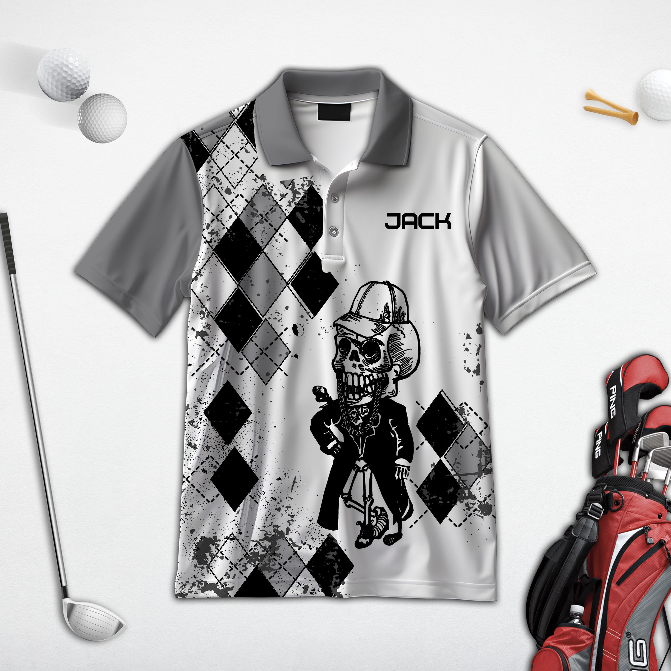 Some Grandpas Take Naps Skeleton Personalized 3D Golf Polo Shirt, Golf Shirt, Gift For Golfers SH818