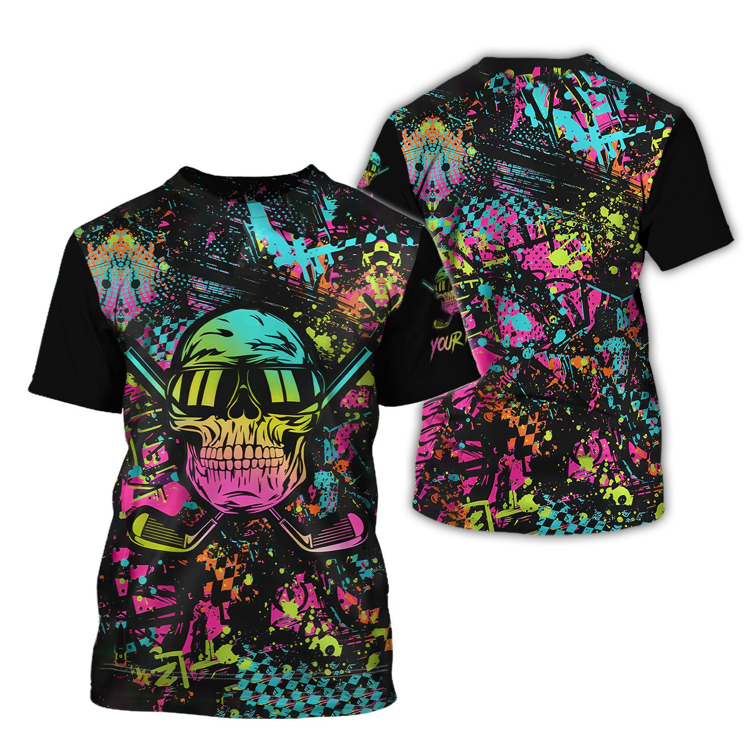 Skull Graffiti Custom Men's Golf Polo Shirt, Golfing Apparel, Mens Golf Gift SH818