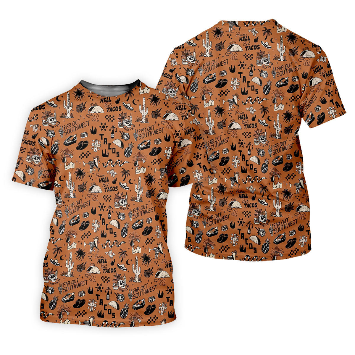 Southwest Desert Taco Skull Pattern Hawaiian Golf Shirt, Golf Shirts For Men, Mens Polo Shirts SH818
