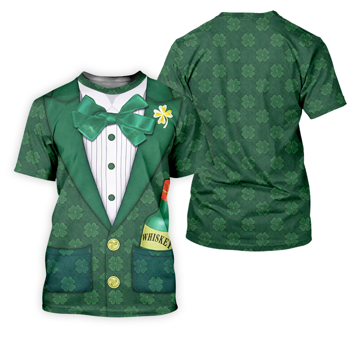 St Patrick's Day Green Shamrock Suit Whiskey Golf Print Golf Shirt, Women's Golf Tops, Ladies Golf Polos SH818