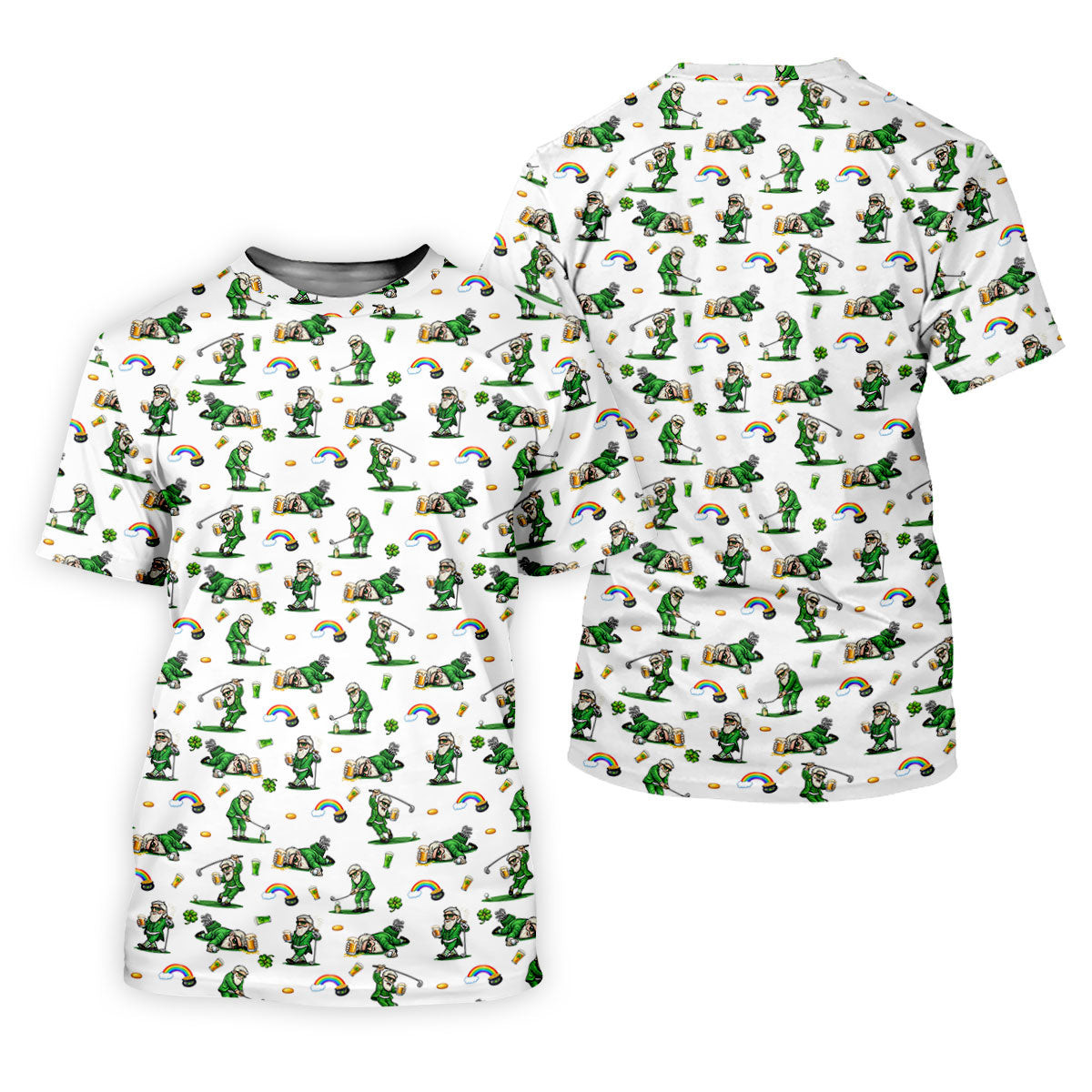 St Patrick's Day Leprechaun Character Golf And Beer White Golf Shirt, Fun Golf Shirts For Men, Polo For Men SH818