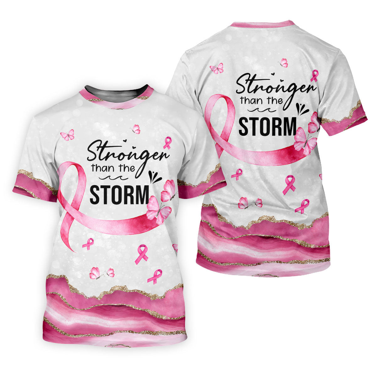 Stronger Than The Storm Breast Cancer Polo Shirt, Golf Tops For Women, Ladies Golf Top SH818