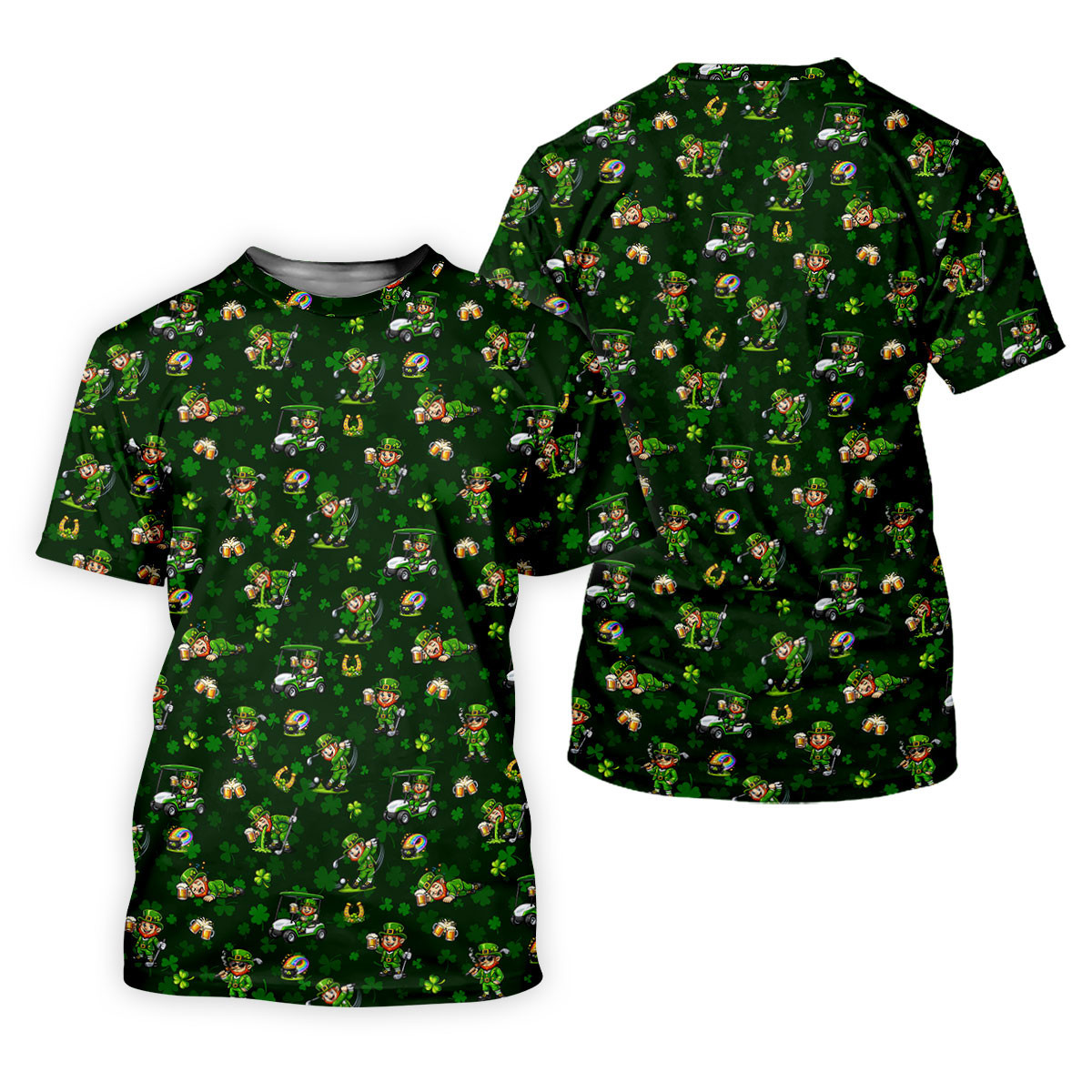 St Patrick's Day Golf Leprechaun Pose Shamrock Golf Shirt, Fun Golf Shirts For Men, Polo For Men SH818