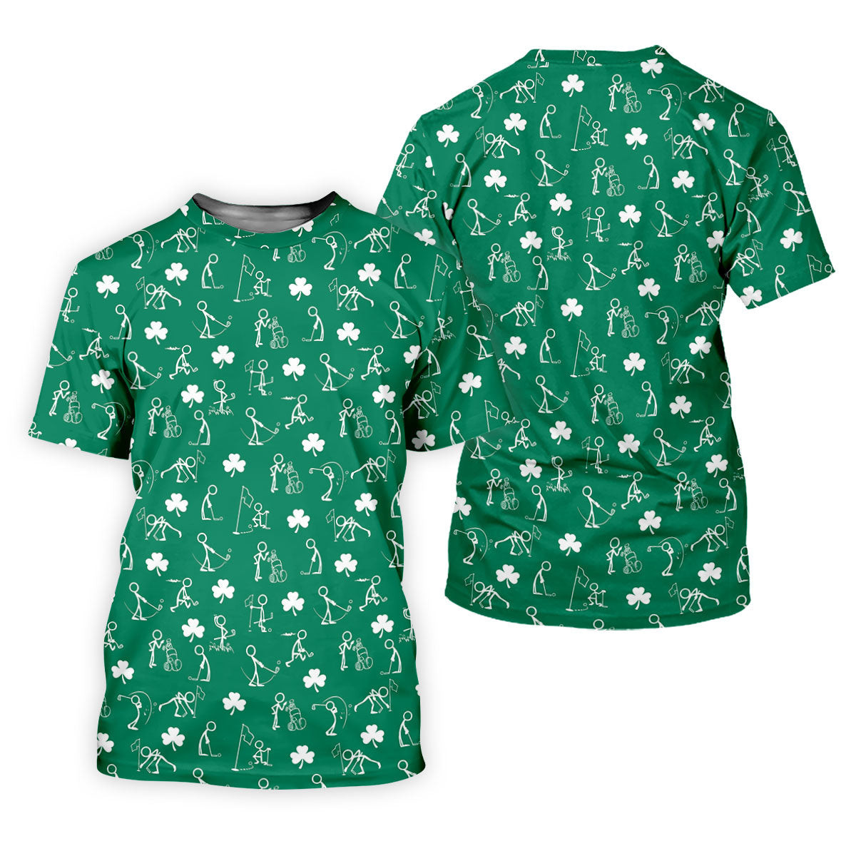 Stick Figure Golf Pose St Patrick's Day Shamrock Green Golf Shirt, Women's Golf Tops, Ladies Golf Polos SH818