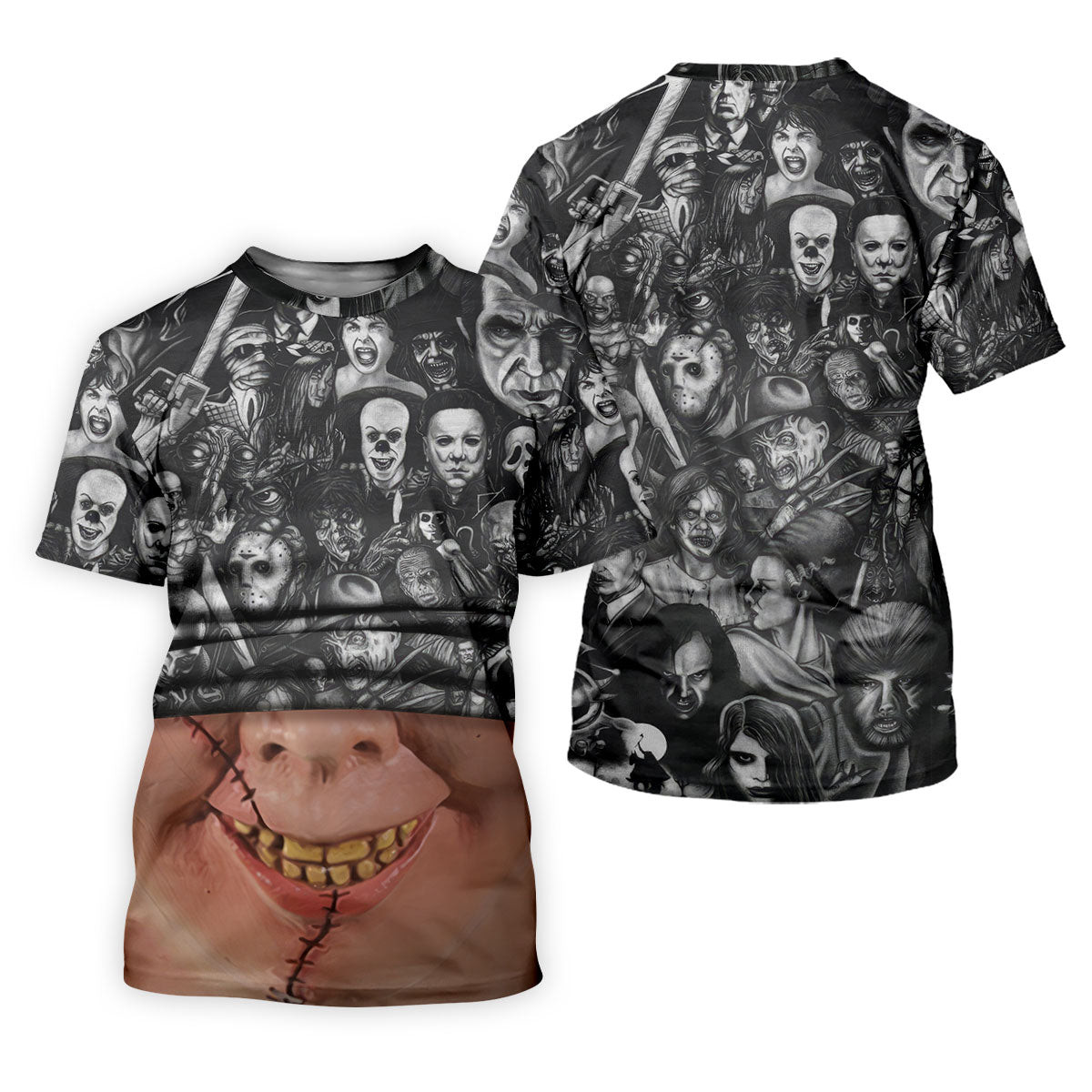 Stitched Face Horror Character Halloween Polo Shirt, Golf Polo For Women, Ladies Golf Top SH818