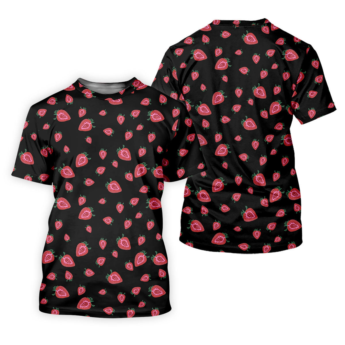 Strawberry Slice Black Golf Shirt, Men's Golf Shirt, Hawaiian Golf Shirt, Golf Shirts For Men SH818