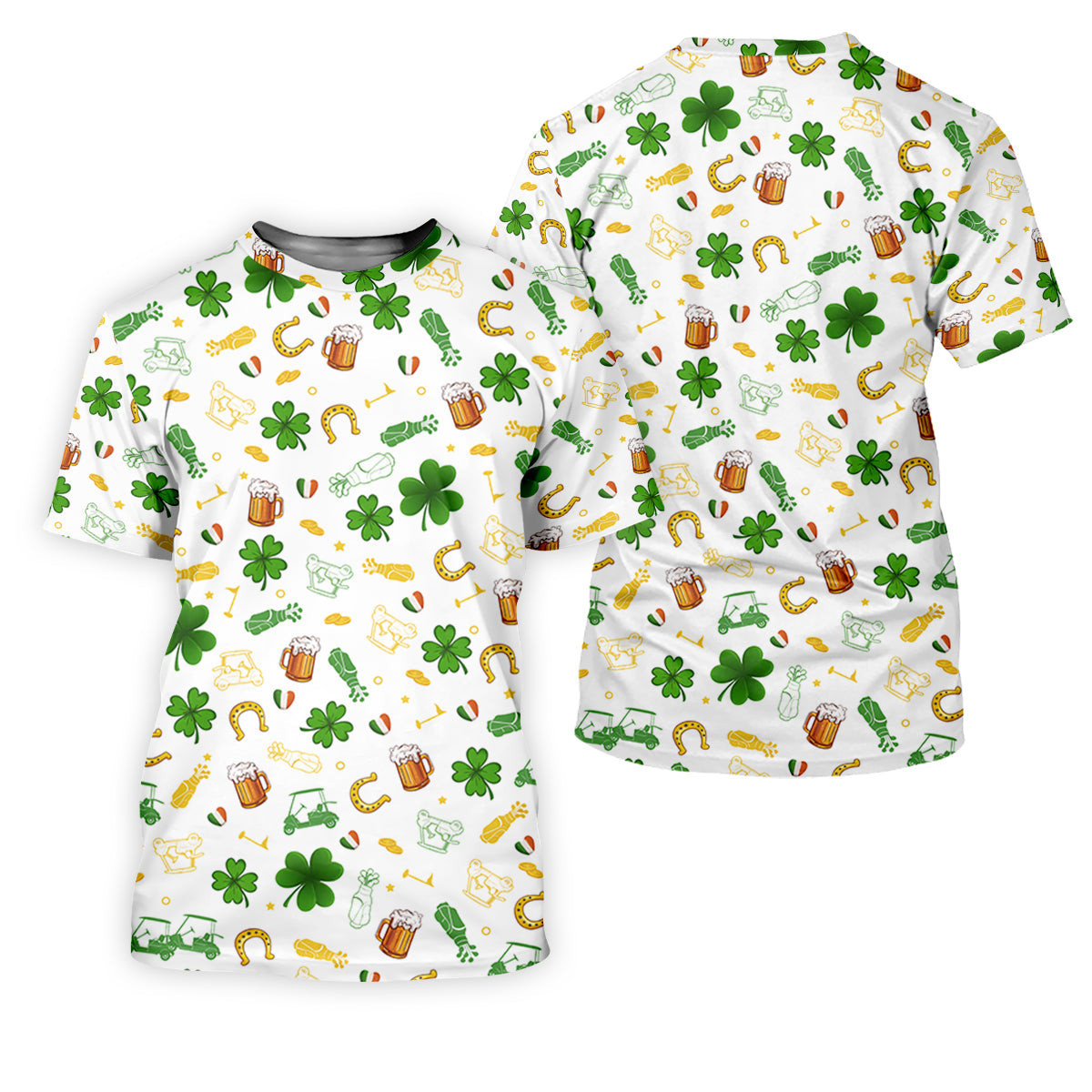 St Patrick's Day Beer Golden Horseshoes Shamrock Golf Shirt, Women's Golf Tops, Ladies Golf Polos SH818