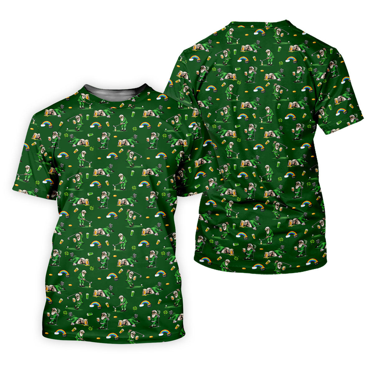 St Patrick's Day Leprechaun Character Golf And Beer Green Golf Shirt, Fun Golf Shirts For Men, Polo For Men SH818