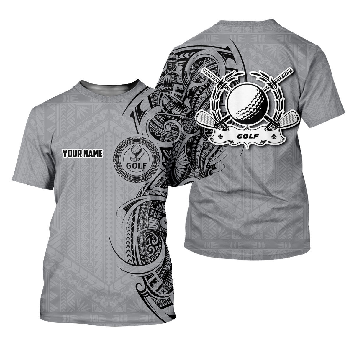 Strike Grey Tribal Tattoo Custom Men's Golf Polo Shirt, Funny Golf Shirt, Dad Golf Gift SH818