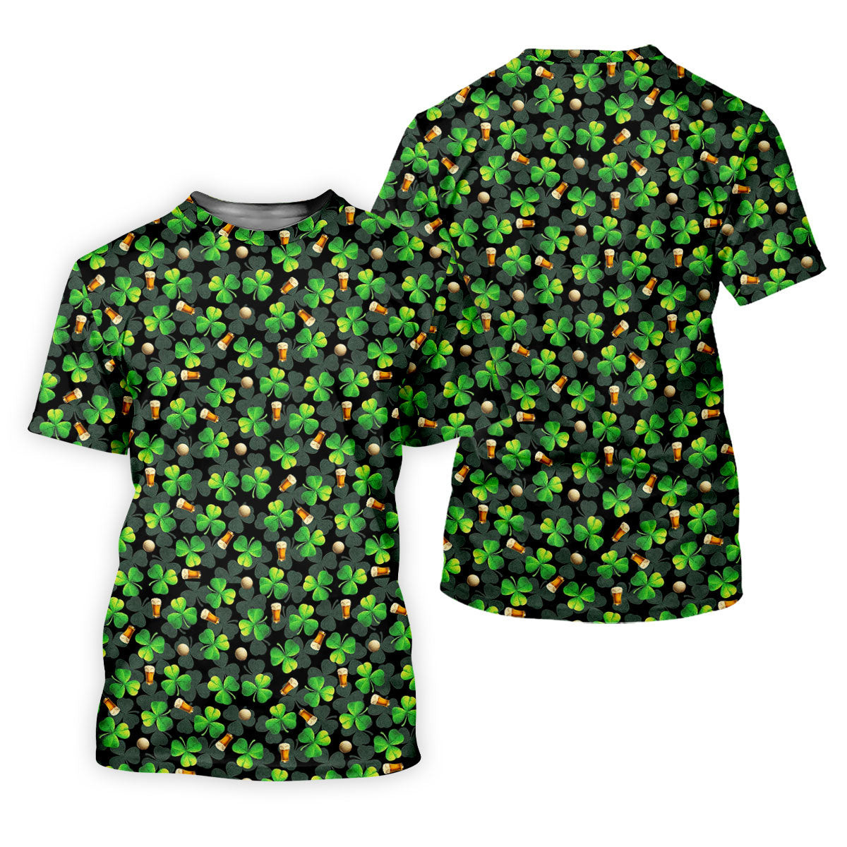 St Patrick's Day Beer Golf Ball Pattern Shamrock Golf Shirt, Women's Golf Tops, Ladies Golf Polos SH818