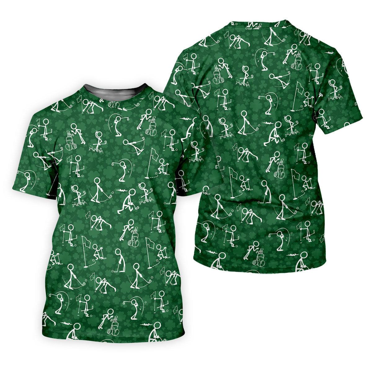 Stick Figure Golf Pose Shamrock Golf Shirt, St Patrick's Day Ladies Golf Polos, Golf Shirt For Women SH818