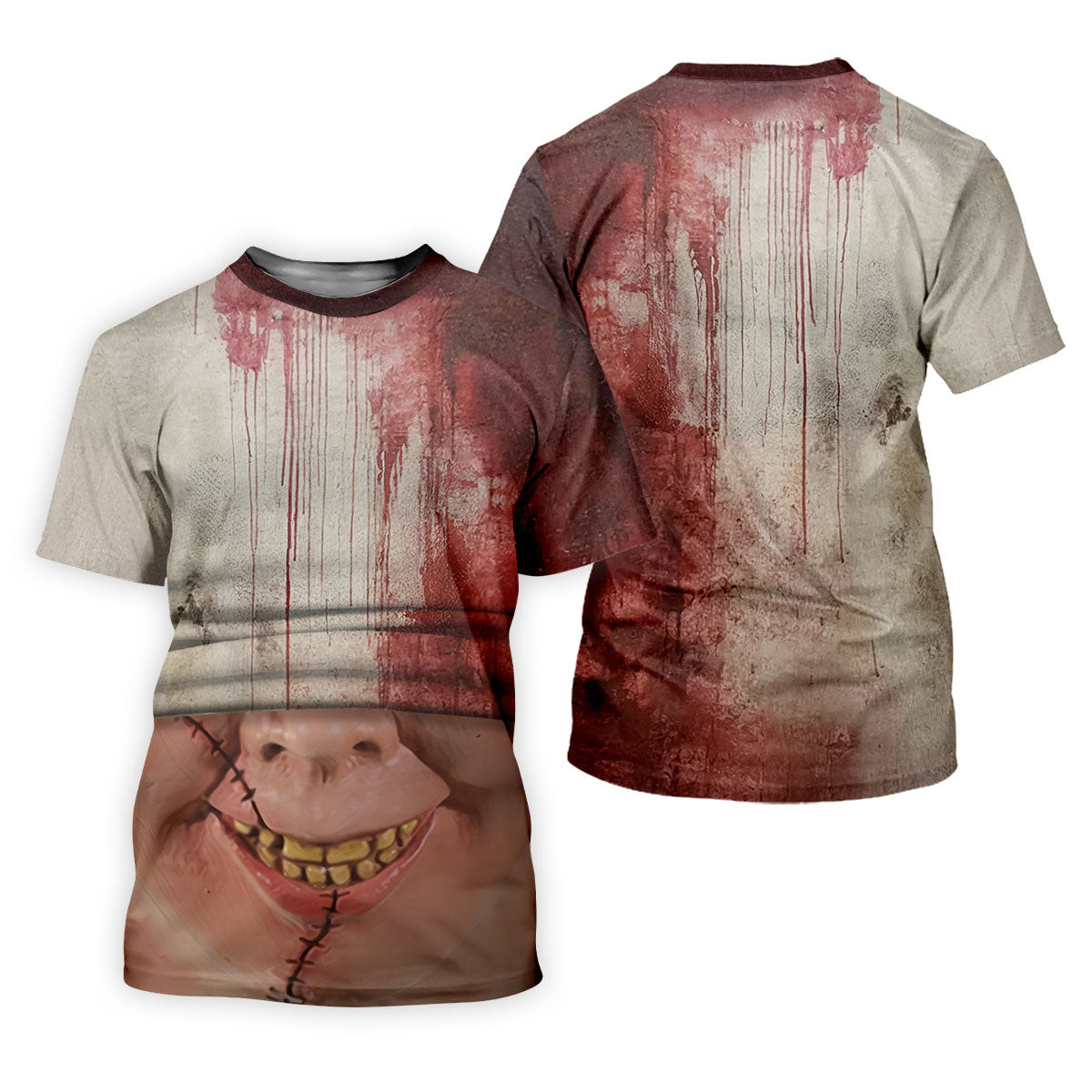 Stitched Face Horror Character Halloween Polo Shirt, Women’s Golf Polo, Ladies Golf Tops SH818