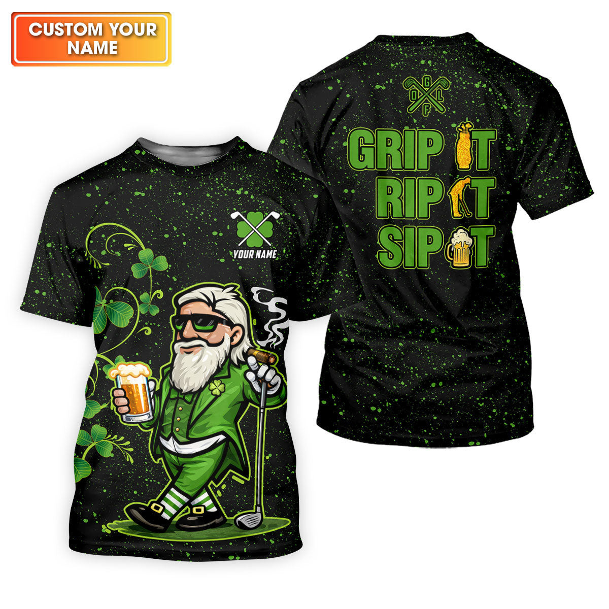 Grip It Rip It Sip It St Patrick's Day Leprechaun Golf And Beer Shamrock Golf Shirt, Golf Shirt For Women SH818