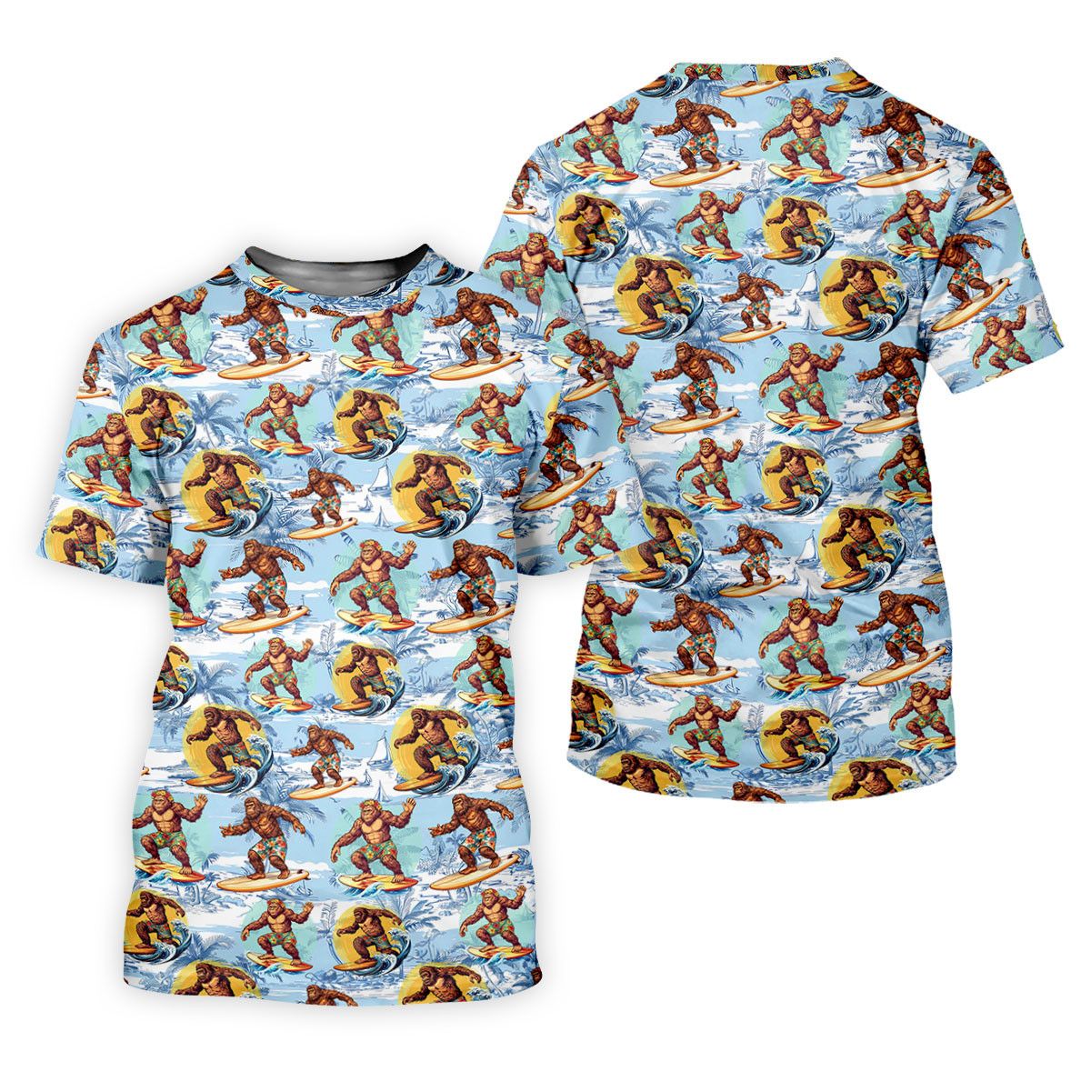 Surfing Bigfoot Hawaiian Golf Shirt, Womens Golf Tops, Golf Polo For Women SH818