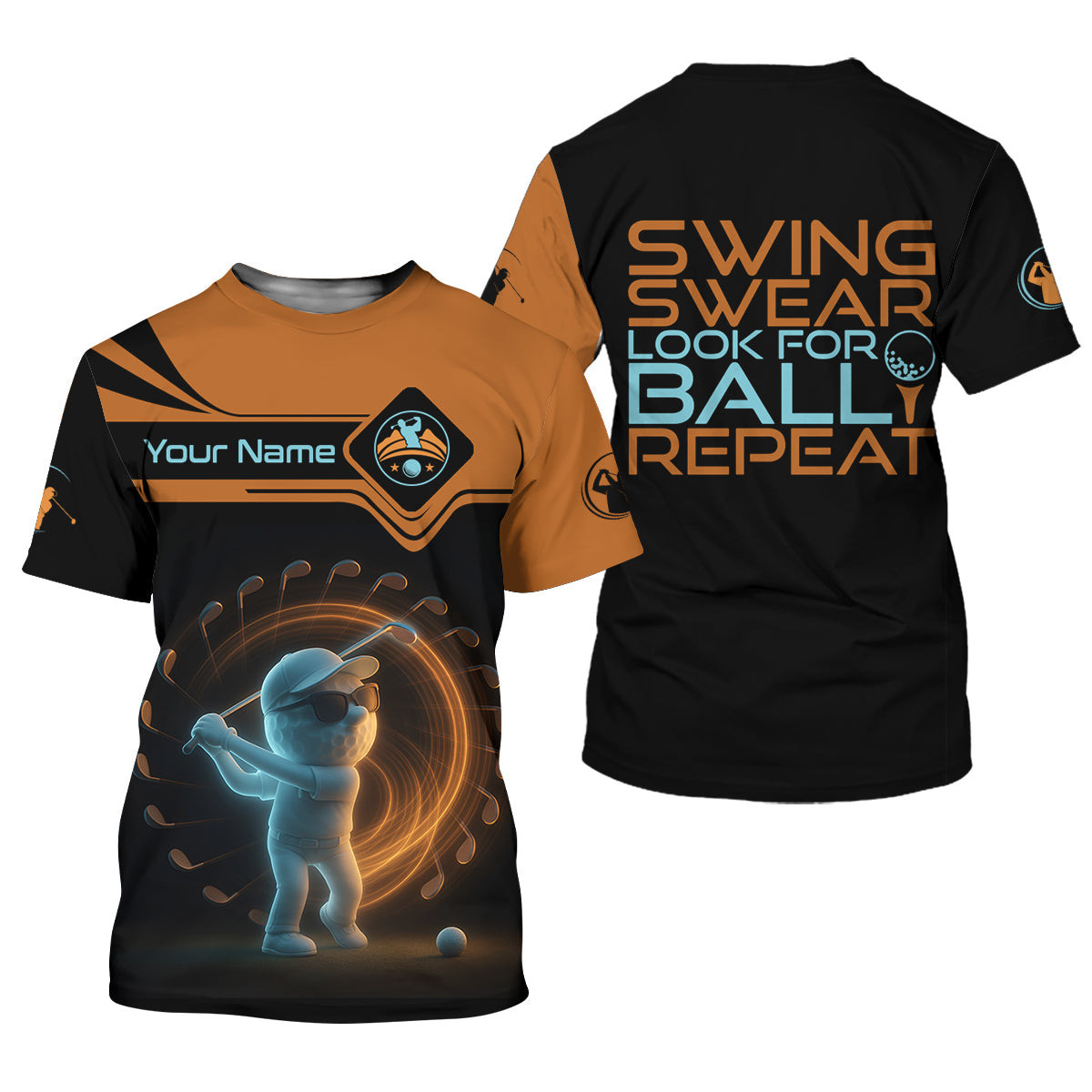 Swing Swear Look For Ball Repeat Shirt, Men's Funny Graphic Golf Polo Shirt, Gifts For Golfing Dad SH818
