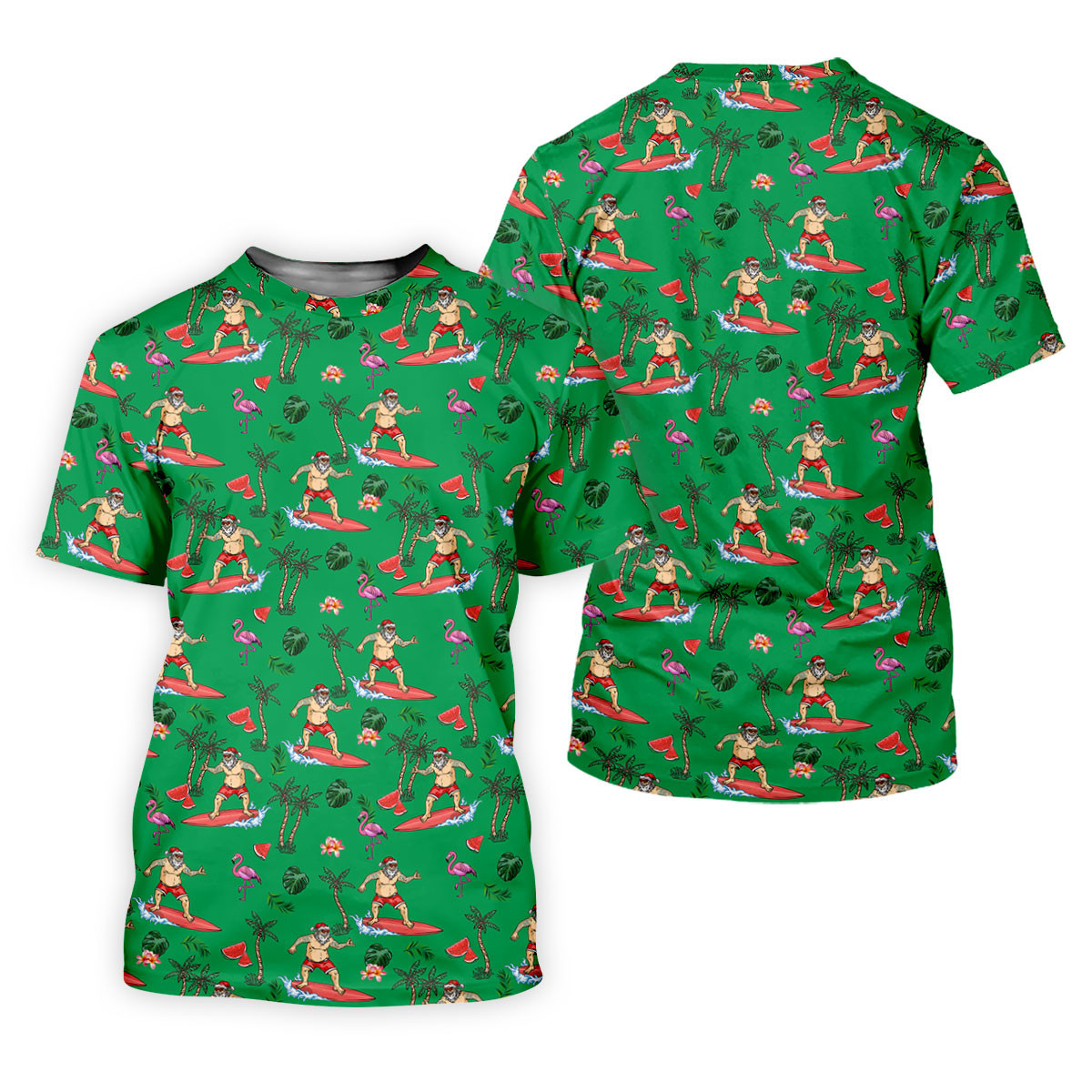 Surfing Santa Tropical Beach Golf Polo Shirt, Christmas Golf Shirt, Printed Golf Shirts, Golf Apparel For Men SH818