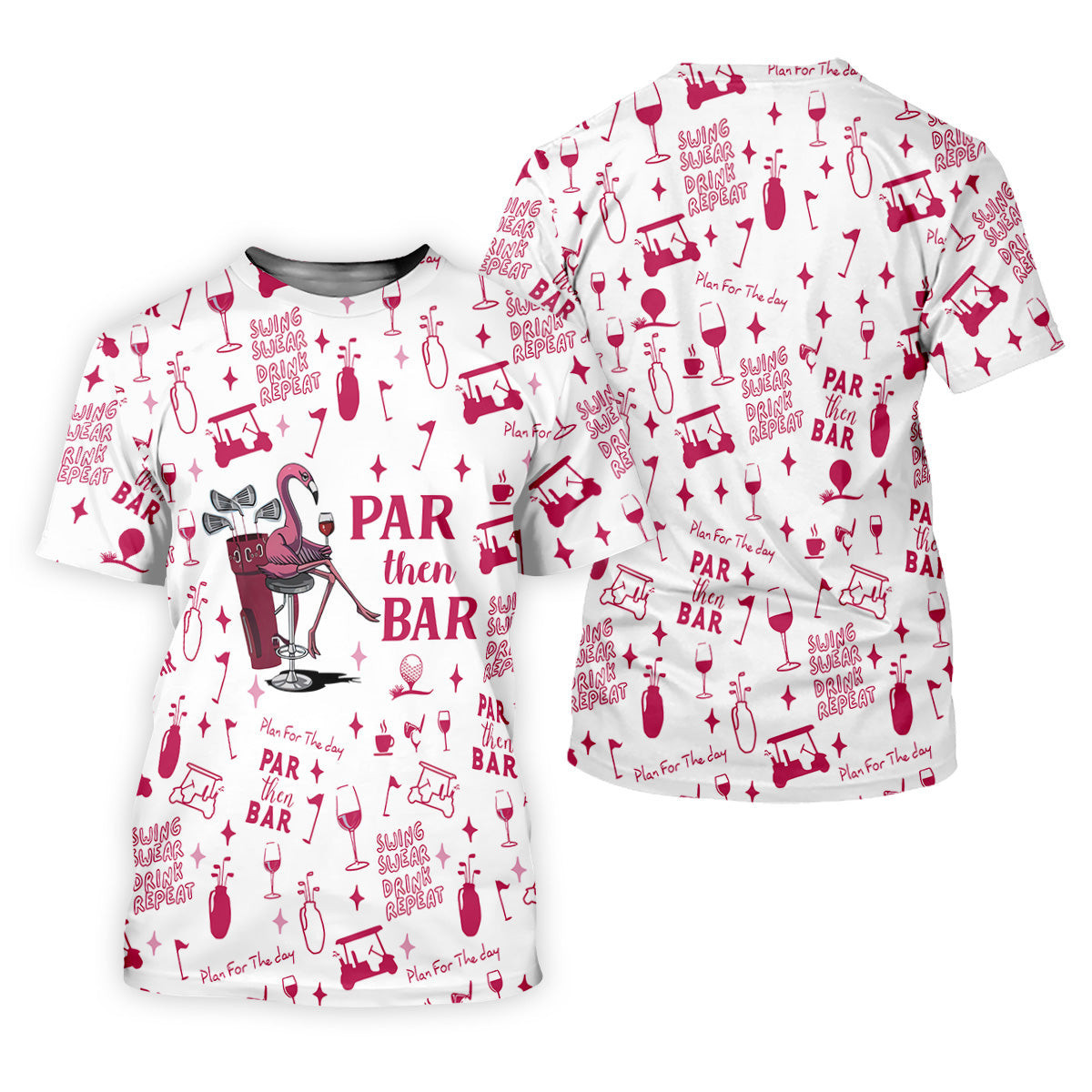 Swing Swear Drink Repeat Par Then Bar Flamingo Golf Shirt, Fun Men's Golf Polos, Polo Shirts For Men SH818