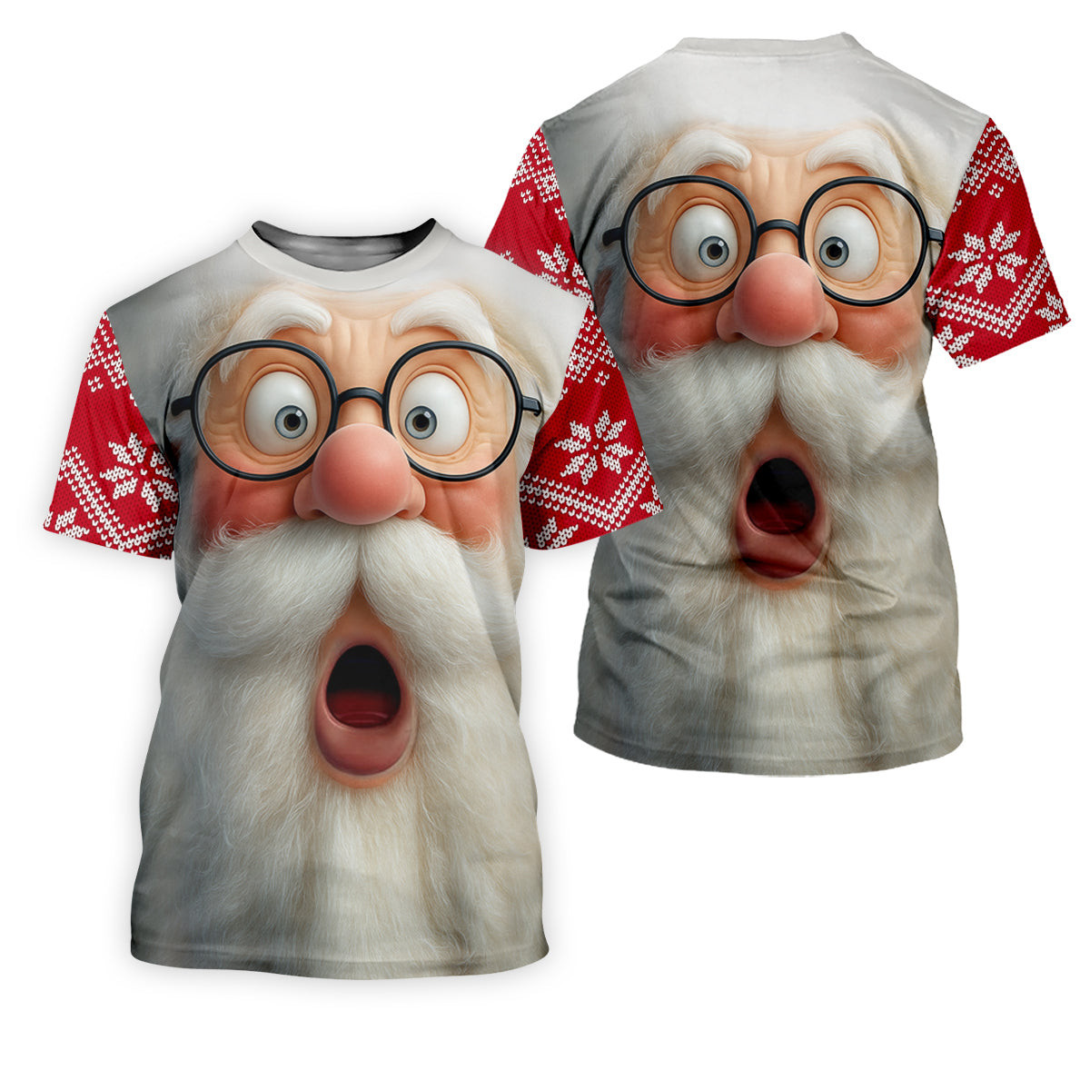 Surprised Funny Santa Claus Face Women Golf Top, Christmas Golf Shirt, Ladies Golf Tops SH818