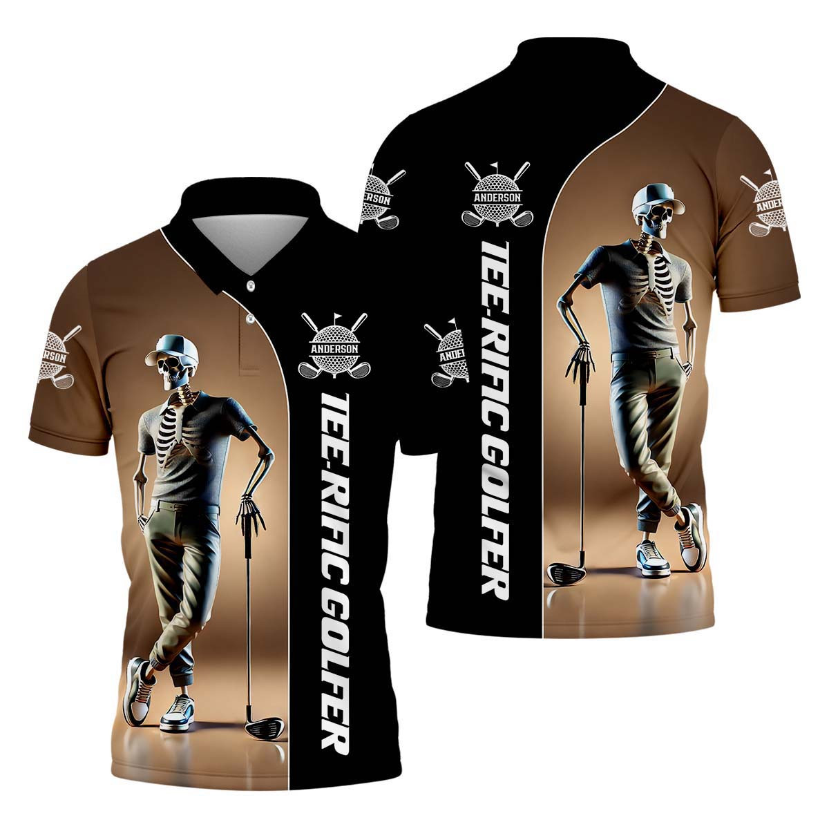 Teerific Skeleton Golfer Custom Golf Shirt, Personalized Golf Shirt, Unique Gift For Golfer SH818