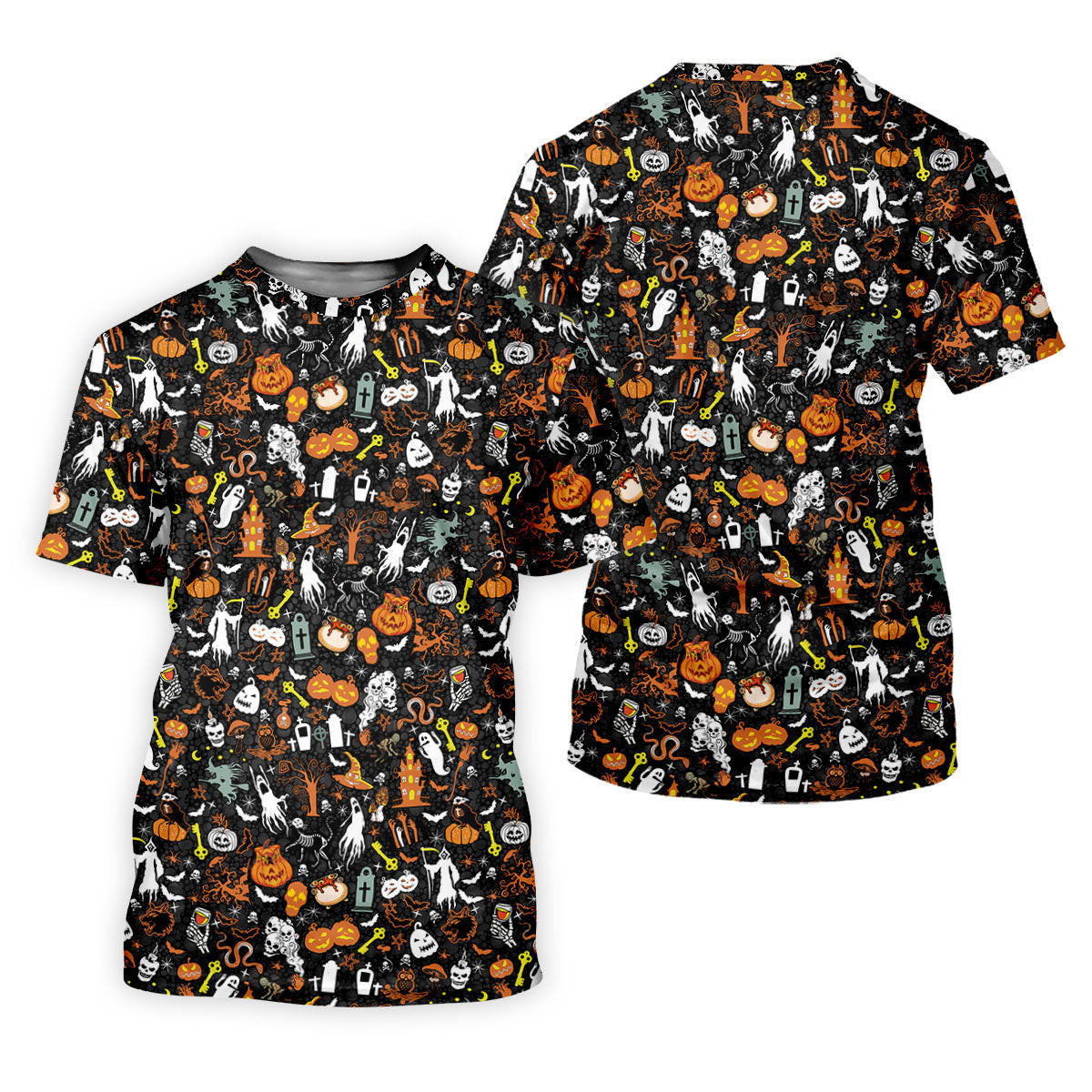 Trick or Treat Spooky Ghost Pumpkin Men's Golf Shirt, Halloween Golf Shirt, Fun Golf Shirts For Mens SH818