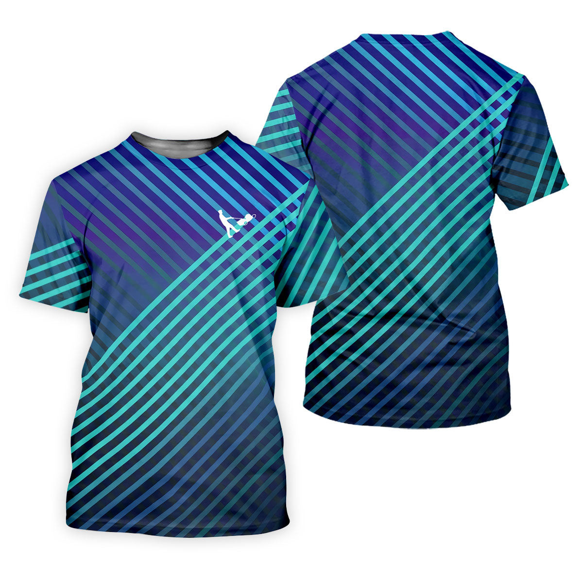 Teal And Purple Striped Pattern Women's Golf Tops, Performance Golf Shirt, Ladies Golf Shirts SH818