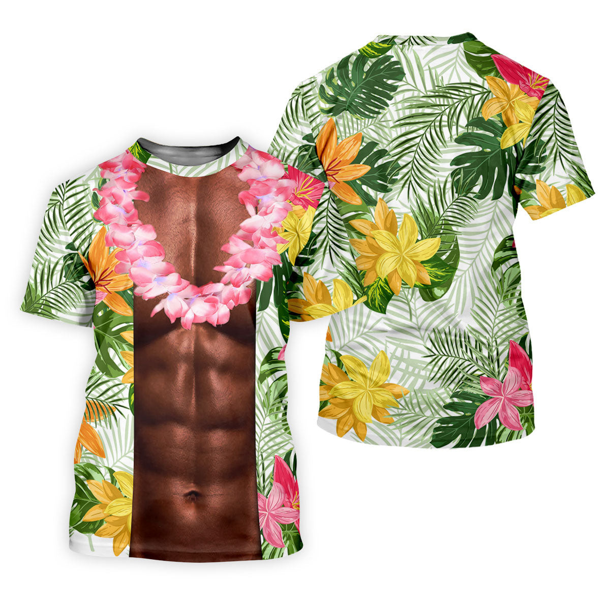 Tan Skin Tropical Muscle Chest Hawaiian Golf Polo Shirt, Women's Golf Tops, Performance Golf Shirt SH818