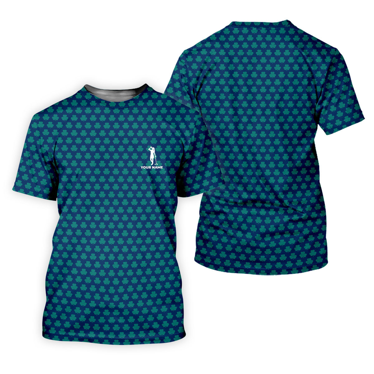 Three Leaf Clover Seamless Pattern St Patrick's Day Golf Shirt, Women's Golf Tops, Ladies Golf Polos SH818