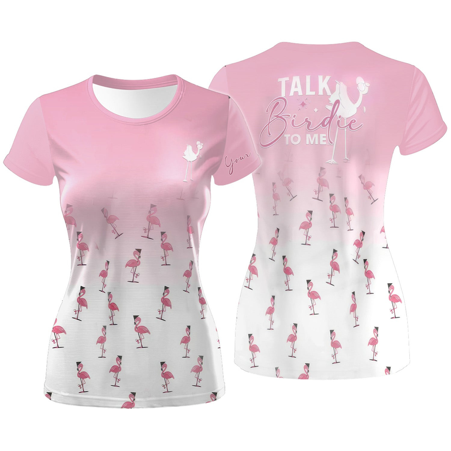 Talk Birdie To Me Flamingo Womens Golf Polo Shirt, Custom Ladies Golf Shirt, Womens Golf Gifts SH818