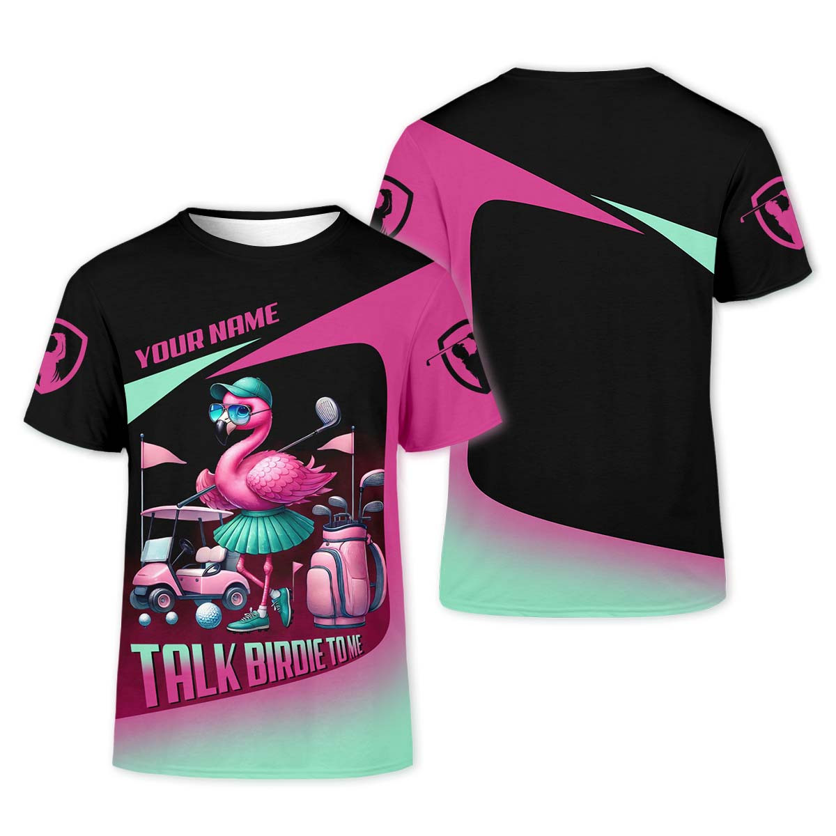 Talk Birdie To Me Custom Flamingo Womens Golf Polo Shirt, Funny Golf Shirt, Gift For Golfers SH818
