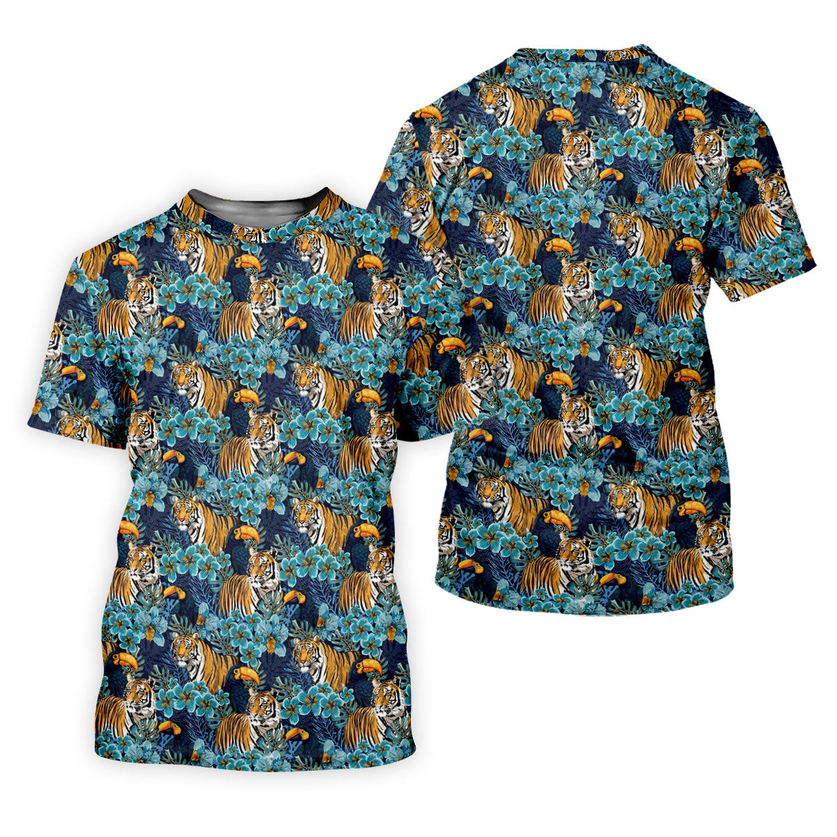 Tiger And Toucan Tropical Foliage Hawaiian Golf Shirt, Polo Shirts For Men, Golfing Apparel SH818