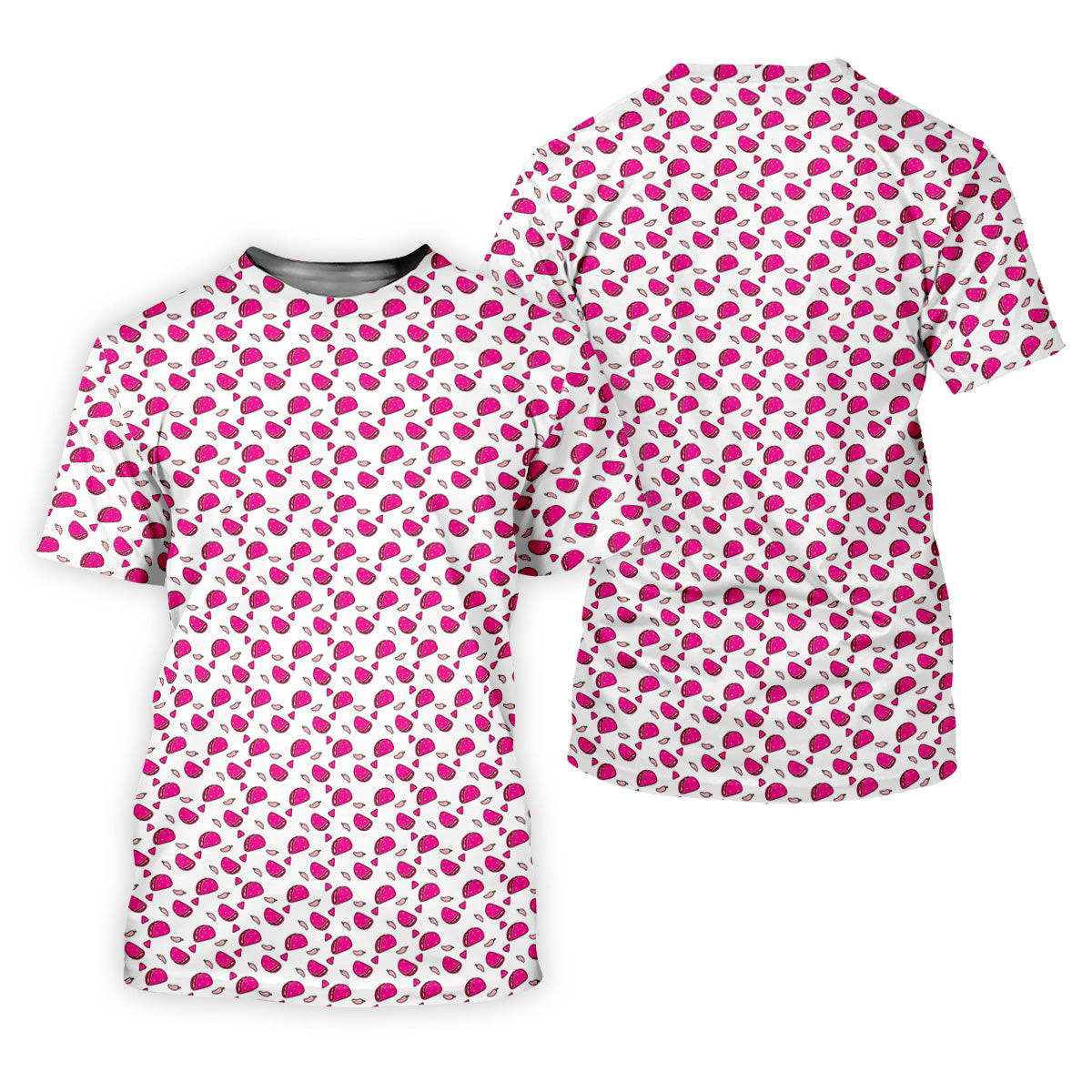 The Pink Taco Seamless Pattern White Golf Shirt, Golf Tops For Men, Tacos Lover Golf Gift For Men SH818
