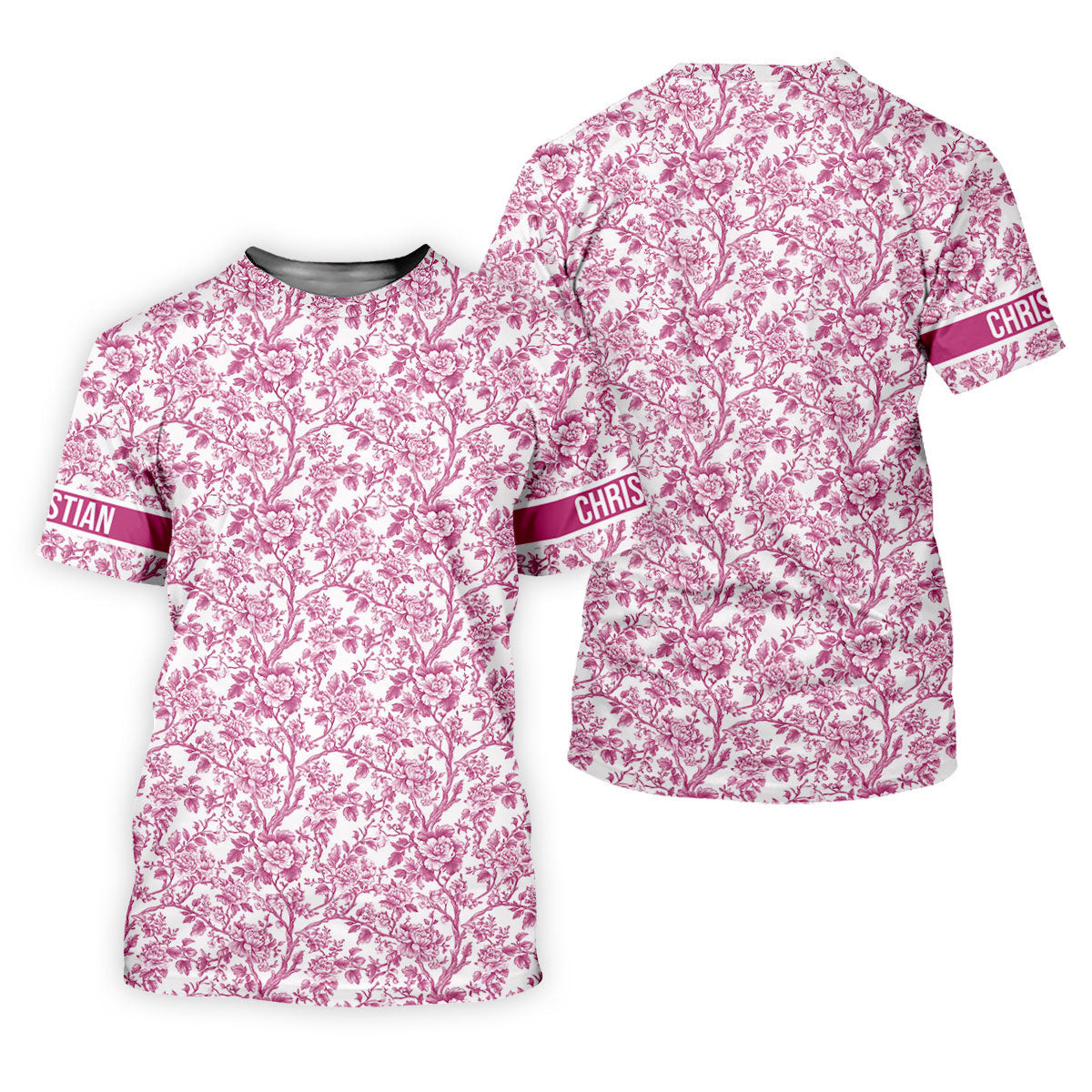 Toile De Jouy Pink Golf Shirt, Women's Golf Tops, Ladies Golf Shirts, Golf Gift For Ladies, Golf Shirt For Women SH818