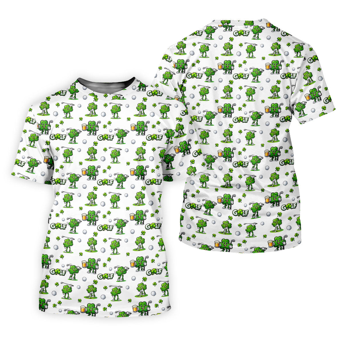 Three Leaf Clover Golf And Beer St Patrick's Day White Golf Shirt, Women's Golf Shirts, Ladies Golf Polos SH818