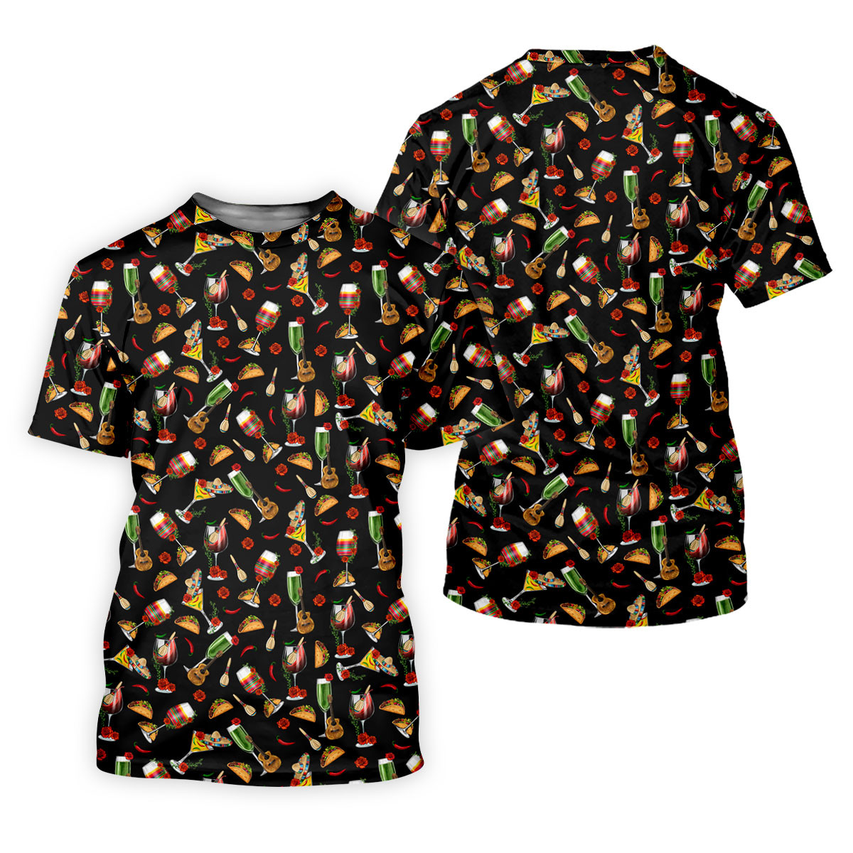 Traditional Mexican Taco And Wine Ladies Golf Tops, Cinco De Mayo Celebration Golf Shirt For Women SH818