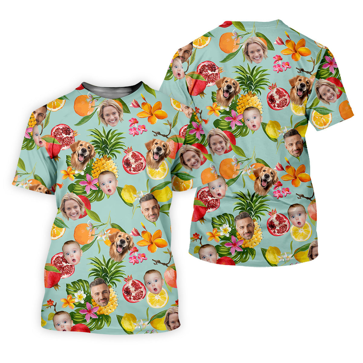 Tropical Fruit Funny Hawaiian Shirt, Vintage Aloha Shirts, Custom Face Shirt, Ladies Golf Shirts SH818