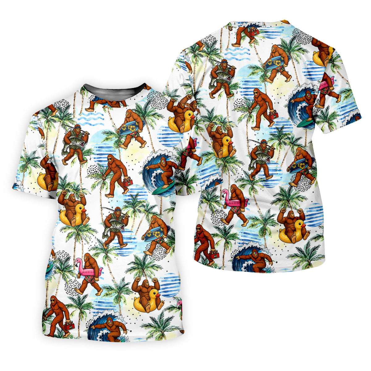 Tropical Bigfoot Surfing Fishing Beach Golf Shirt, Hawaiian Golf Shirt, Golf Apparel For Men, Mens Golf Shirts SH818