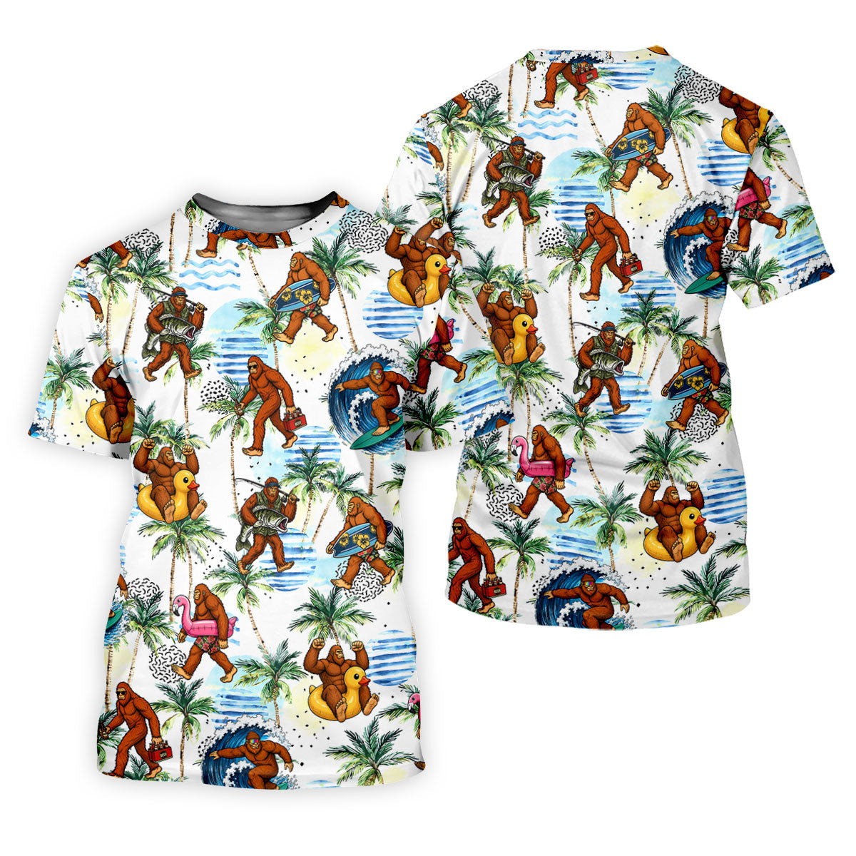 Tropical Bigfoot Surfing Fishing Beach Golf Shirt, Golf Tops For Women, Ladies Golf Shirts, Women's Golf Apparel SH818