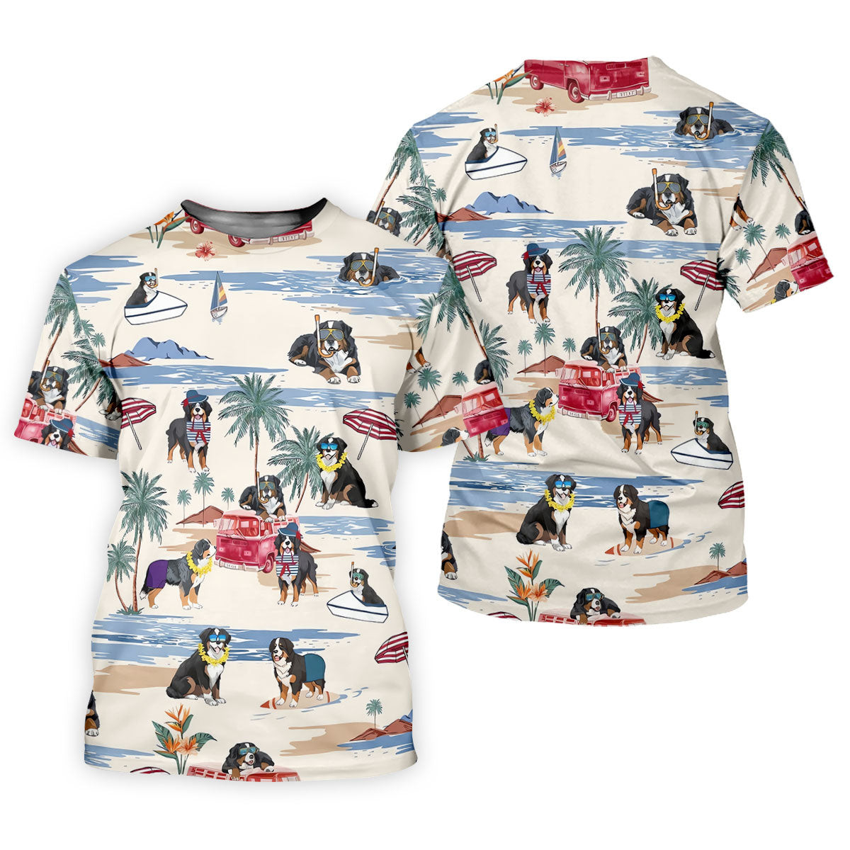 Tropical Bernese Mountain Dog Beach Hawaiian Golf Polo Shirt, Golf Polo For Women, Ladies Golf Top SH818