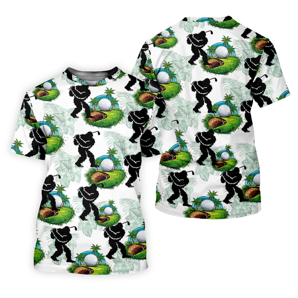 Tropical Golf Cart Bigfoot Golf Shirt, Funny Bigfoot Women Golf Top, Ladies Golf Shirts, Cool Golf Gifts SH818