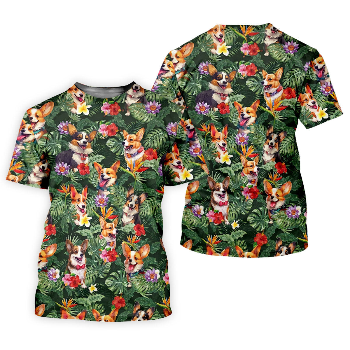 Tropical Corgi Dog Hawaiian Golf Polo Shirt, Hawaiian Golf Shirt, Golf Shirts For Men SH818