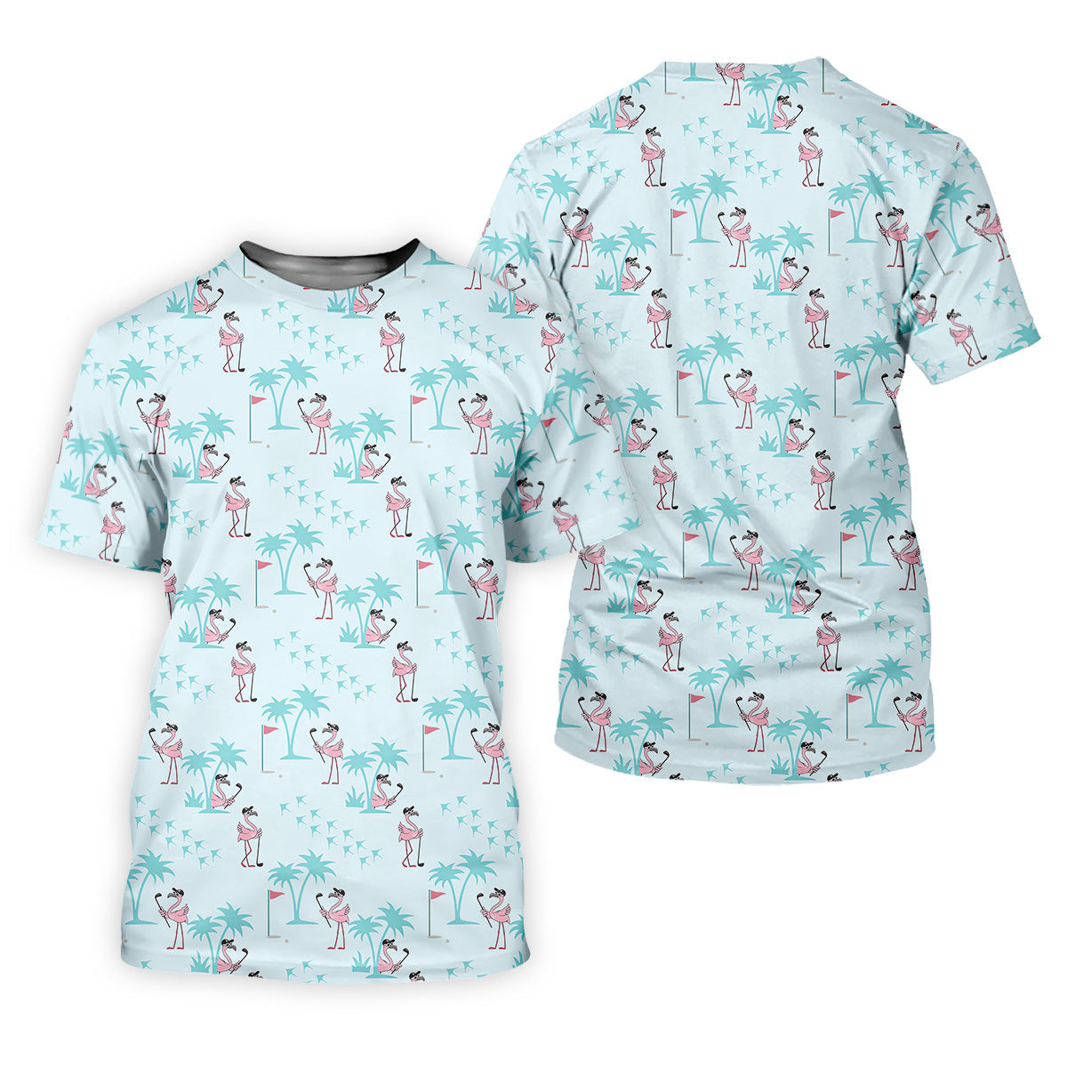 Tropical Flamingo Blue Golf Shirt, Women Golf Top, Ladies Golf Polos, Golfing Apparel SH818