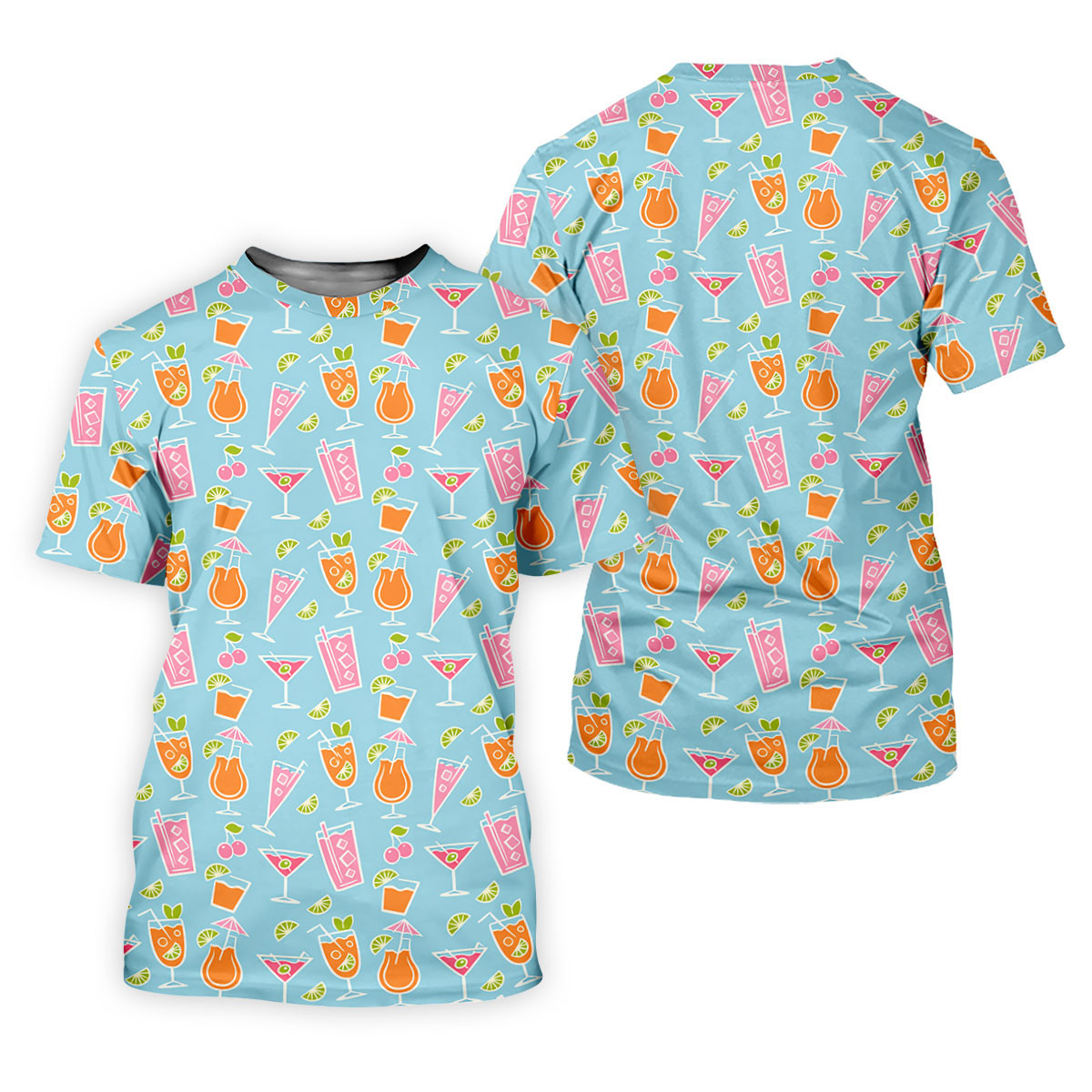 Tropical Cocktail Drinks Pattern Golf Shirt, Women's Golf Apparel, Golf Tops For Women SH818