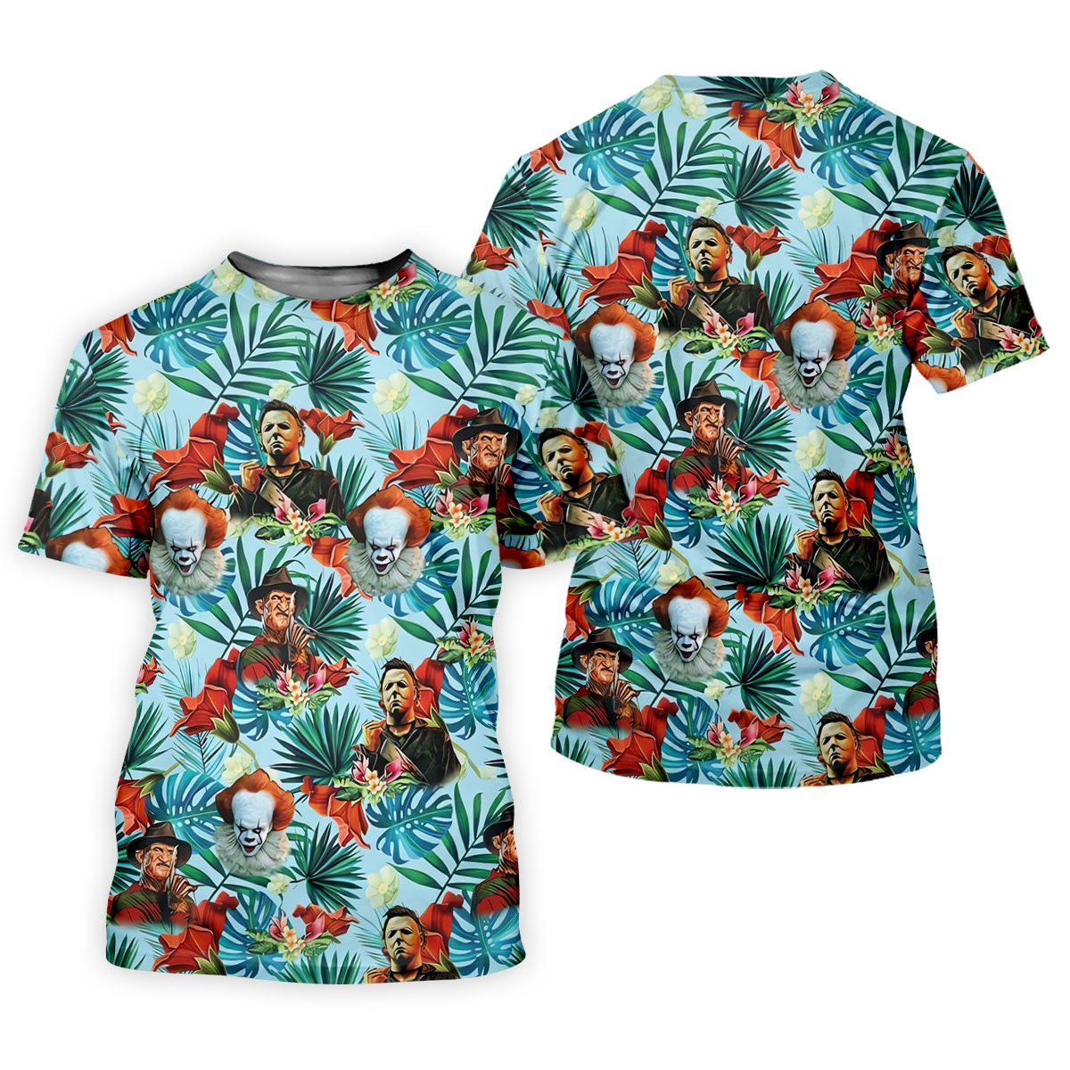 Tropical Horror Character Hawaiian Golf Shirt, Mens Golf Polo, Halloween Golf Shirt SH818
