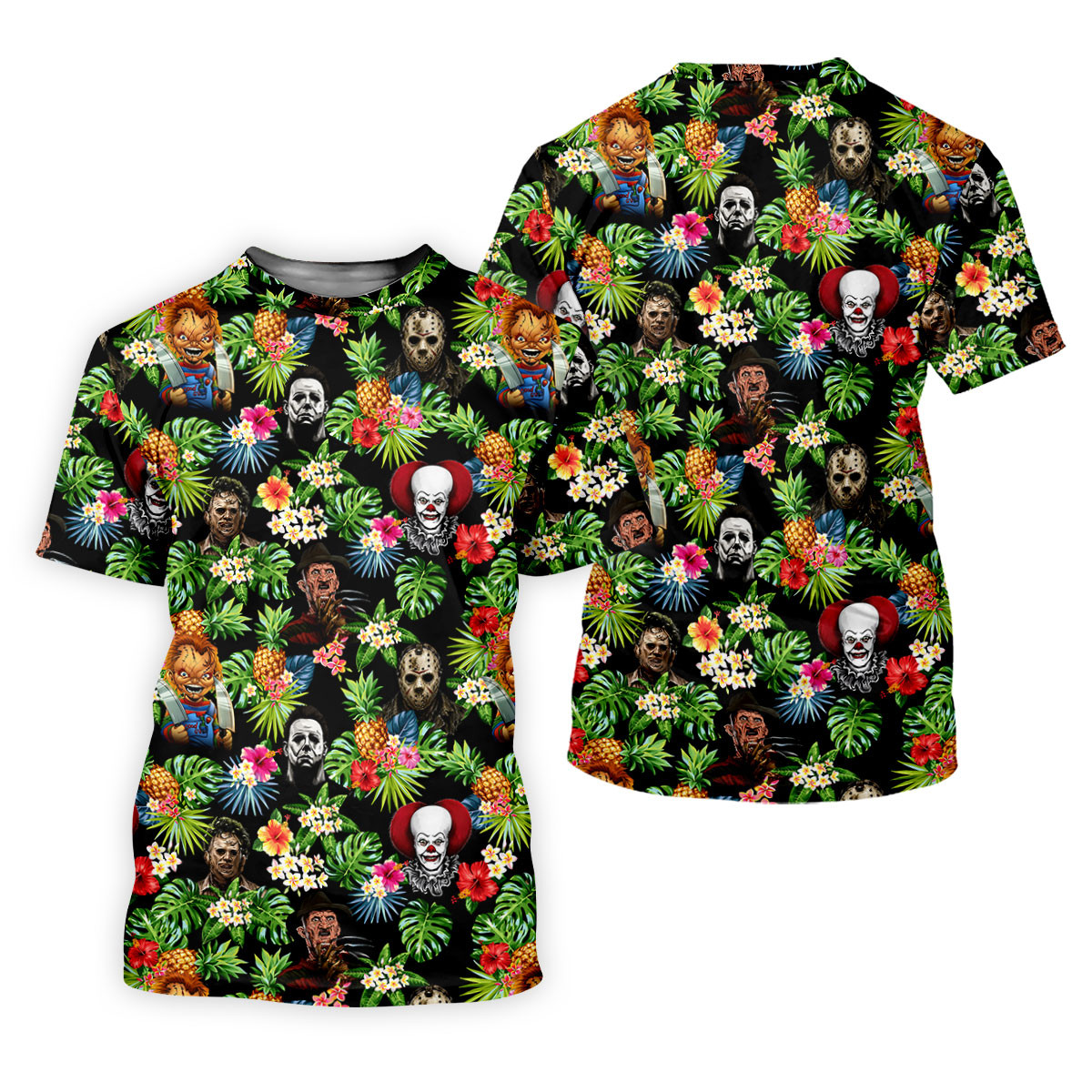 Tropical Horror Character Halloween Golf Shirt, Mens Golf Apparel, Printed Golf Shirt SH818