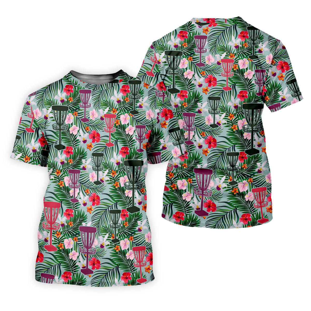 Tropical Disc Golf Basket Floral Polo Shirt, Hawaiian Golf Shirt, Golf Polo Shirts For Men SH818