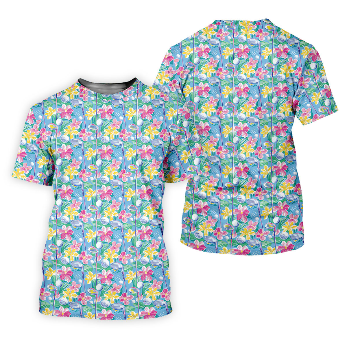 Tropical Floral Golf Clubs Hawaiian Golf Polo Shirt, Men's Golf Shirt, Golf Apparel For Men SH818