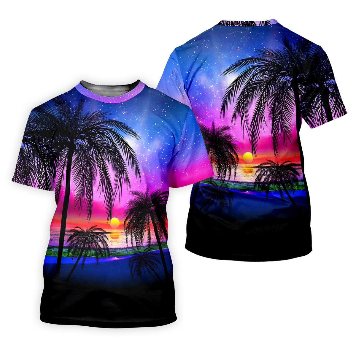 Palm Tree Beach Sunset Golf Shirt, Mens Golf Polo, Printed Golf Shirts, Golf Apparel For Men SH818